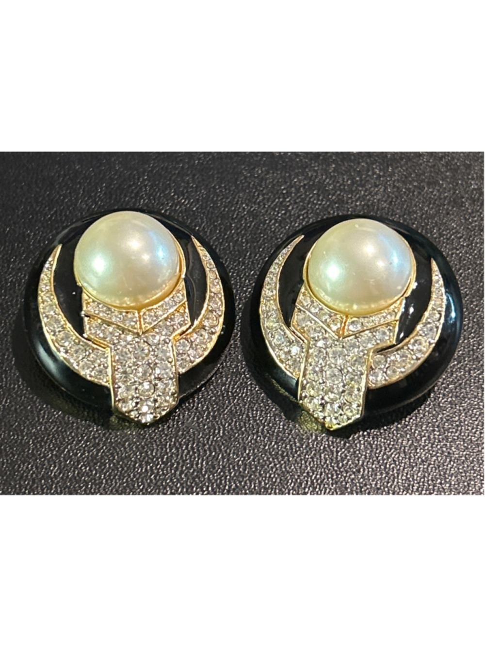 Women's Ciner Clip-On Earrings One Size Black and Gold
